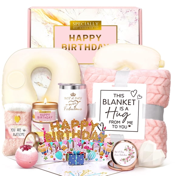 Cesta de regalo HSOEIXL, regalos de cumpleaños para mujer con manta