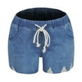 thumbnail image 5 of REALiKUN Womens Elastic Waist Casual Drawstring Shorts Summer Beach Shorts Comfy Short Pants Blue XXL, 5 of 6