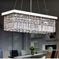 thumbnail image 2 of AFANQI 39 Inch Modern Living Room Rectangular Crystal Chandelier, 5-Light Chrome Suspended Ceiling Lighting Fixture, 2 of 6
