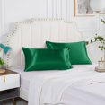 thumbnail image 2 of AZXY Satin Pillow Cases Set of 2, Queen Size, Satin Pillowcase for Hair and Skin, Cooling Breathable Polyester Pillow Case, Wrinkle Resistant Pillow Case, 20"x30",Green, 2 of 6