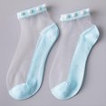 thumbnail image 2 of Puntoco Clearance Women Mesh Ladies Solid Patchwork Thin Socks Women’S Stockings Light Blue, 2 of 3