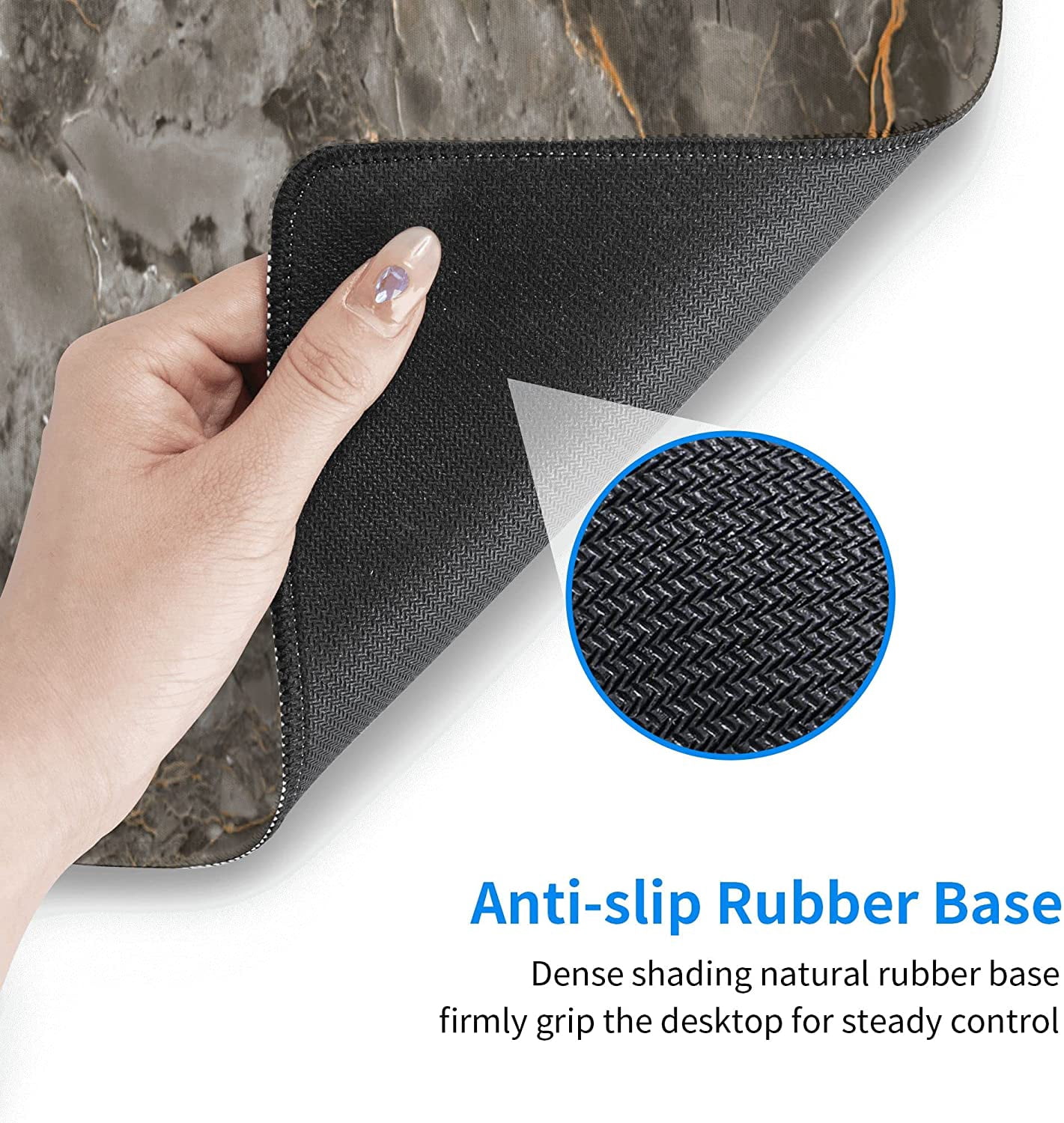 Black and Golden Marble Large Mouse Pad,Extended Gaming Desk Pad,Office Desk Mat,PC Laptop Non-Slip Pads for School Office Home and Game,31.5" x 12" -Blue Marble