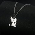 thumbnail image 2 of Wing Angel Cat Necklace with Heart Kitten Pet Memorial Memory Inspired Jewelry, 2 of 6