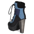 thumbnail image 3 of Bumper BI82 Women Mix Media Patch Lug Sole Lace Up Metal Chunky Heel Platform Bootie, 3 of 6