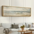thumbnail image 2 of Large Framed Canvas Print Tranquil Ocean Waves with Soft Blue and Beige Tones Wall Art Decorative Ready to Hang Painting for Living room Bedroom - 60"x20" Natural Frame, 2 of 7
