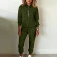 thumbnail image 5 of Wutalume Women's Fashion 2-Piece Solid Color Sweatshirt Set, Long Sleeve Top and Jogger Pants, Casual Sportswear Outfit,Army Green L, 5 of 5