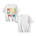 thumbnail image 5 of Niogvi Jesus Loves Me Shirt 𝓴𝓲𝓭𝓼 White T-Shirt , Jesus Casual Holiday Top For 𝓴𝓲𝓭𝓼 110cm, 5 of 6