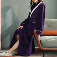 thumbnail image 3 of Homgro Women's Long Plush Robe Ladies Soft Quilted Fuzzy Fleece Bathrobe Winter Warm Belted Full Length Long Sleeve SPA Hotel Hot Tub Bath Fluffy Maxi Kimono Robes Pocket Purple Small-Medium, 3 of 3