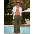 thumbnail image 4 of COOFANDY Mens Linen Cotton Pants Loose Fit Casual Linen Pants Summer Beach Pants, 4 of 5