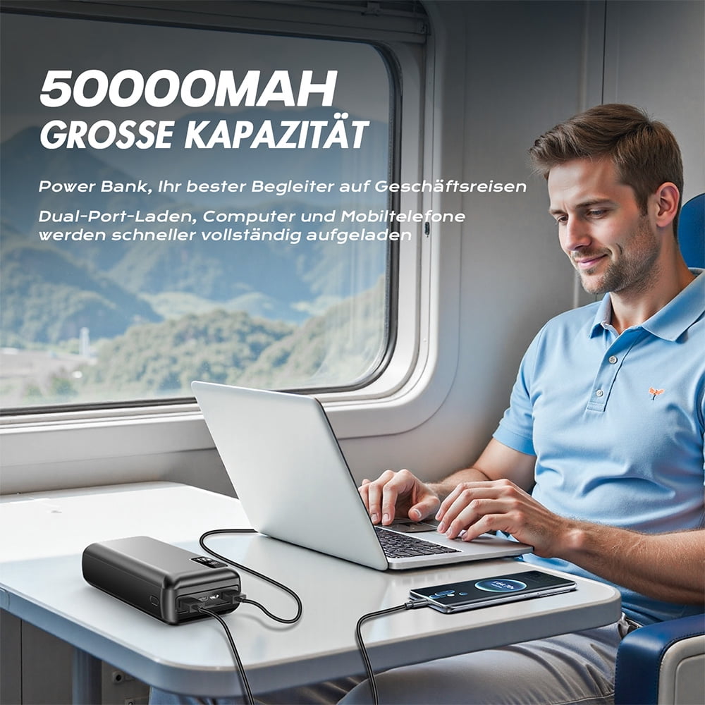 50000mAh Power Bank 22.5W Fast Charging Portable Charger USB-C Quick Charge with 3 Outputs & 2 Inputs LED Display Huge Capacity External Battery Pack for Most Electronic Devices on The Market
