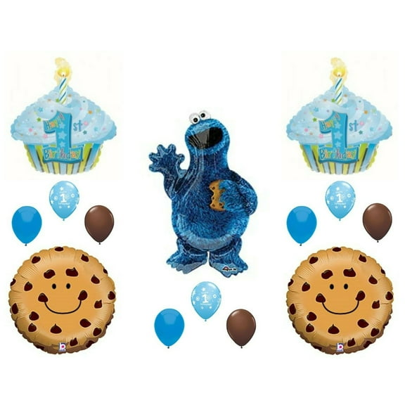 1st Cookie Monster Happy Birthday Party balloons Decoration Sesame Street First