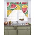 thumbnail image 2 of Red Watermelon Kitchen Swag Valances for Windows, Lemon Summer Fruit Country Pastoral Swag Valances Curtains for Living Room, Rod Pocket Window Treatments for Bathroom, Bedroom, Cafe, 56"x36", 2 of 6
