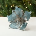thumbnail image 2 of Glitter Christmas Flowers - Large Artificial Magnolia Poinsettia with Velvet Fold, Xmas Tree Flower Decorations for New Year Party Wedding Holiday Ornaments, 2 of 5