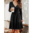 thumbnail image 4 of Cupshe Women's Surplice Neck Flounce Long Sleeve Mini Dress, Sizes XS-XL, 4 of 7
