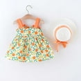 thumbnail image 3 of EnJoCho toddler Party Dress Baby Girls 6M-3Y Sleeveless Bowknot Floral Printed Suspenders Princess Dress Hat Set Children Cute Stylish Party Dresses, 3 of 6