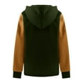 thumbnail image 5 of Zpanxa Women Fall Winter Loose Color Block V-Neck Buttons Crop Workout Long Sleeve Hoodied Sweatshirt Tops Pullover Blouse Green XL, 5 of 5