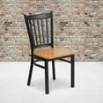 thumbnail image 3 of Flash Furniture 2 Pack HERCULES Series Black Vertical Back Metal Restaurant Chair - Natural Wood Seat, 3 of 8