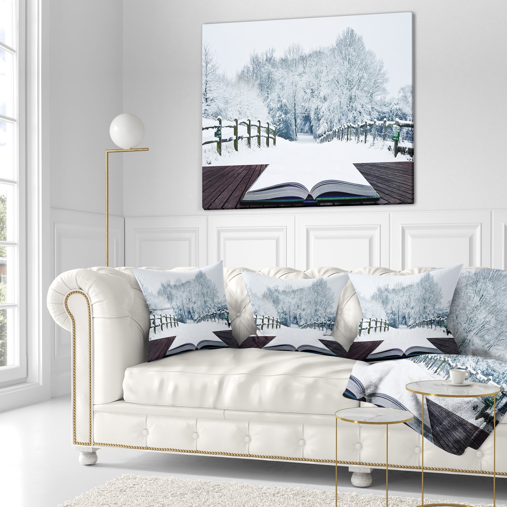 Designart Winter Wonderland - Landscape Printed Throw Pillow - 16x16