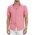 thumbnail image 4 of Kalauyu Short Sleeve Vertical Striped Button Down Shirts for Men Turn Down Collared Lightweight Blouse Casual Summer Shirt Tees, 4 of 5