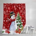 thumbnail image 3 of Shower Curtains for Bathroom, Red Christmas Waterproof Fabric Shower Curtain, Snowman Xmas Tree Ball Gifts Winter Decorative Bathroom Curtain for Bathtub, 72"x78", No Hooks Included, 3 of 9