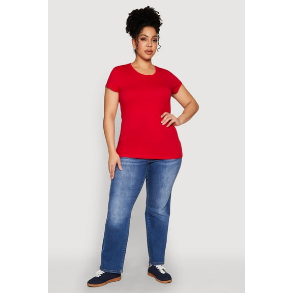 Womens Plus Size Basic Crew Neck Tee