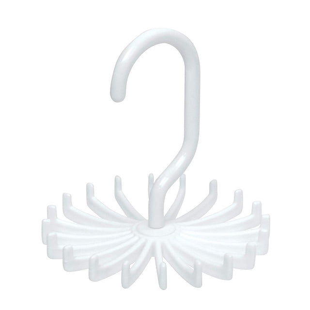 Miangastore White Plastic Rotating Tie Hanger Rack for Closet Organization Holds 20 Ties 11 x 12cm