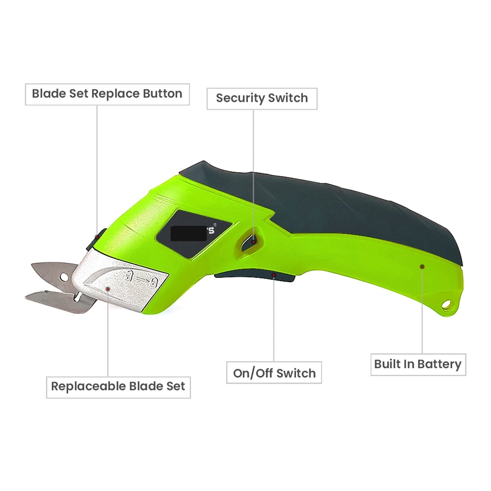 3.6V Fabric Rechargeable Electric Scissors Wireless Battery Cutter Cloth Carpet PVC Leather Cutting Tools Cordless Sewing Shear ,Multiple Speeds