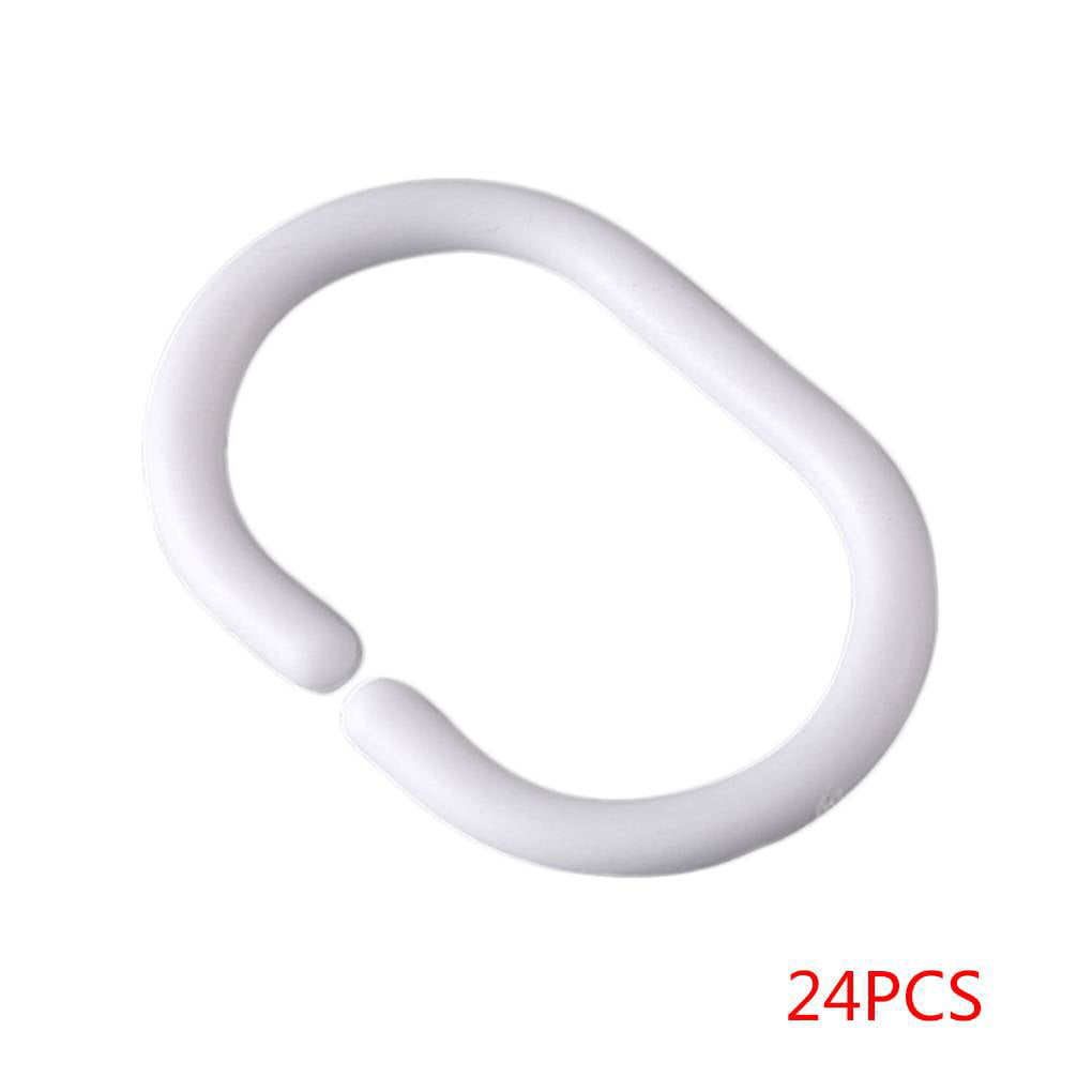 12X Shower Curtain White Plastic Hook Set Rings C Shape Bathroom Rings #LK3 