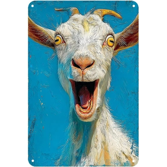Funny Goat tin sign, Vintage Goat Animal Metal Sign print Aesthetic Room Decoration for Home Bedroom Kitchen Bar Coffee Bathroom Indoor Outdoor Wall Decor, 8 X 12 IN