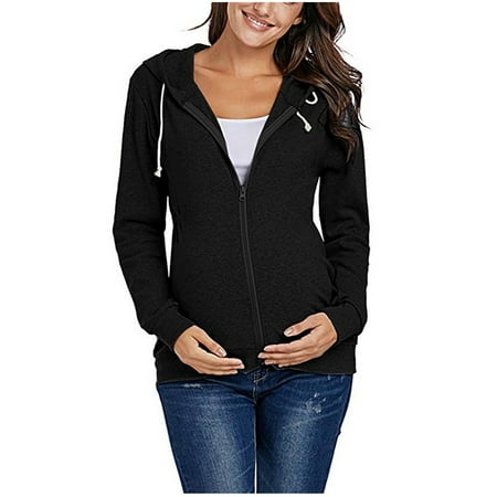 

Tangnade Maternity Clothes Fashion Womens Maternity Pregnancy Casual Long Sleeve Zip Up Hoodie Sweatshirt With Pockets