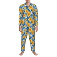 thumbnail image 3 of Salouo Ocean Wave Sunflower Print Button-Front Long Sleeve Pajama Set for Men, Soft 2Pjs Men's Long Sleeve Sleepwear-XX-Large, 3 of 7