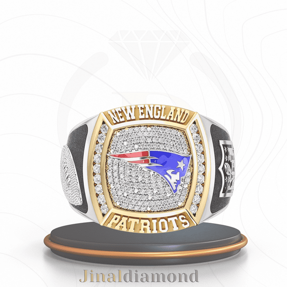 Jinaldaimound #NewEnglandPatriots 1/2 CTTW Diamond Two-Tone Yellow Gold and Sterling Silver Ring