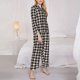 thumbnail image 3 of Balery Black Plaid Heart Conjunto de Pijama con Estampado para Mujer, Conjunto de Dos Piezas con Manga Larga, Ropa de Dormir Suave con Bolsillos, Pijamas Cómodos-Small, 3 of 7