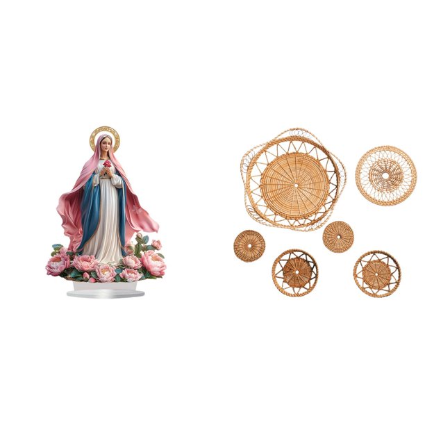 Escultura de la escena de la Natividad,Adorno acrílico 2D de pie,Manualidades de pared,Decoración de pared colgante. Ratán tejido artesanal.,Juego de decoración de pared Adorno decorativo