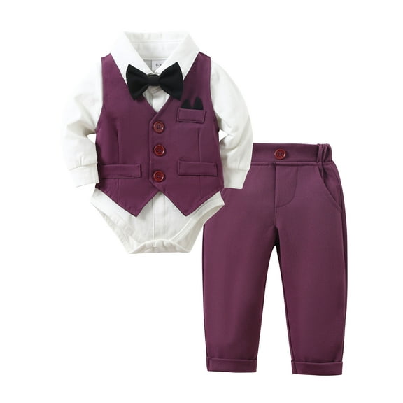 Baby Boy Clothes Suit 0-24 Months Infant Formal Outfits Dress Shirt Bowtie Vest Coat Pants Suits