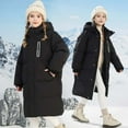thumbnail image 2 of Girls Long Insulated Down Coat, Warm Winter Jacket with Removable Hood, Youth Cold Weather Puffer Parka, Full Zip Outerwear for Kids, 2 of 9