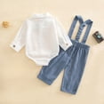 thumbnail image 5 of Tiijoy Newborn Boys Outfits Long Sleeve Button Up Romper Suspenders Pants Set, Sizes 9-12M, 5 of 5