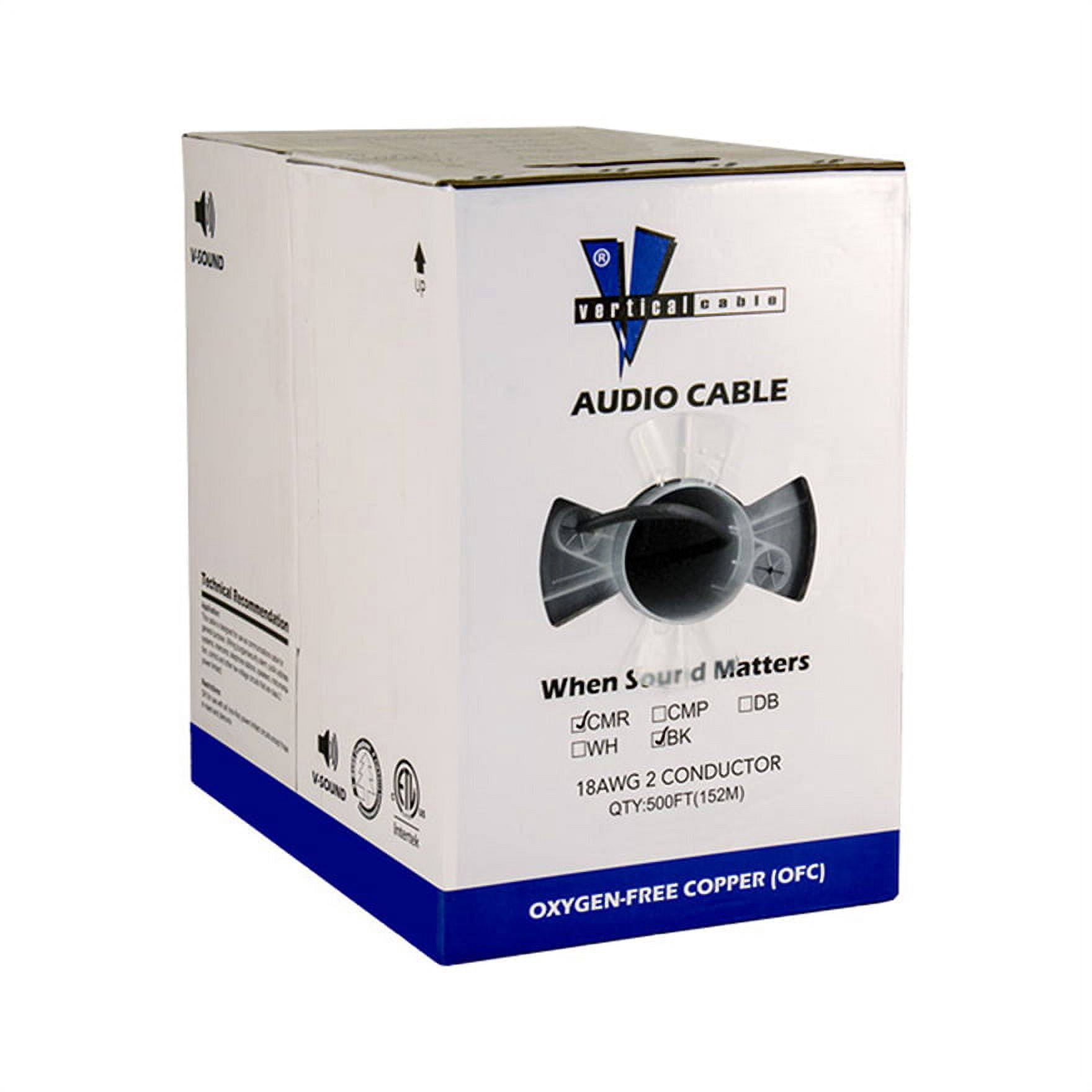 Vertical Cable® 209-2328/BK 2 Conductor 18AWG Wire Speaker Cable (Black | 500 ft Pull Box)