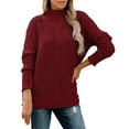thumbnail image 2 of DondPO Sweaters for Women Turtleneck Sweater Women Womens Half Turtleneck Long Sleeve Pullover Sweater Solid Color Temperament Knit Top Long Sleeve Shirts Womens Tops Red 2 M, 2 of 5