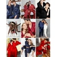 thumbnail image 6 of Ekouaer Couples Matching Pajamas Silk Long Sleeve Sleepwear Satin Soft Button Down Loungewear Pjs Set, 6 of 7