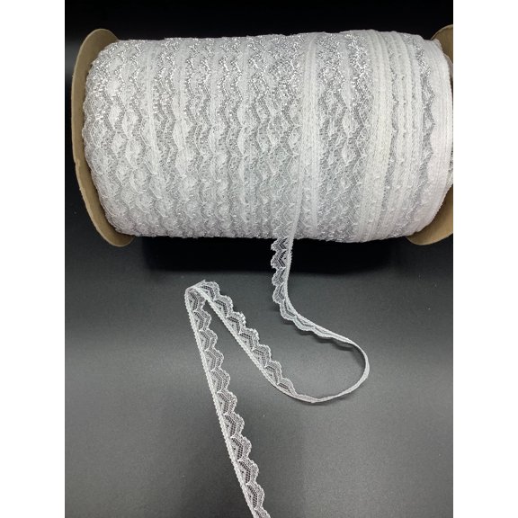 White/Silver Metallic 5/8" Lace - 18 Yards