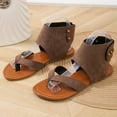 thumbnail image 4 of Anuirheih New Women's Sandals Fashion Roman Thong Flat Sandals Sandals Women (Khaki), 4 of 8