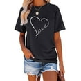 thumbnail image 4 of Hfolob Heart Printed T-Shirt For Women Graphic Short Sleeve Tee Tops Round Neck Casual Slim Shirts Tee Simple Outdoor Steetwear Ladies Dailywear, 4 of 6