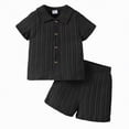 thumbnail image 4 of Baby Boys 2 Piece Outfit Sets Lapel Button-Down Short Sleeve Lapel Shirt with Shorts Set Toddler Boy Summer Clothes, 4 of 5