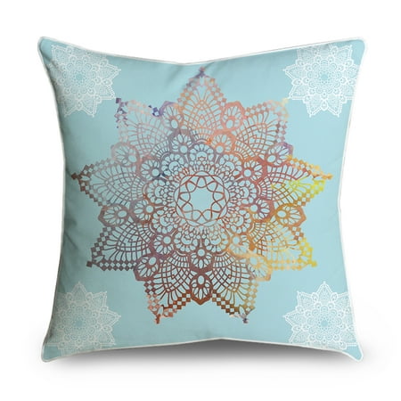 Popeven Mandala Pattern Throw Pillow Cover, Original Art, Colorful Pillow Case With Zipper 18