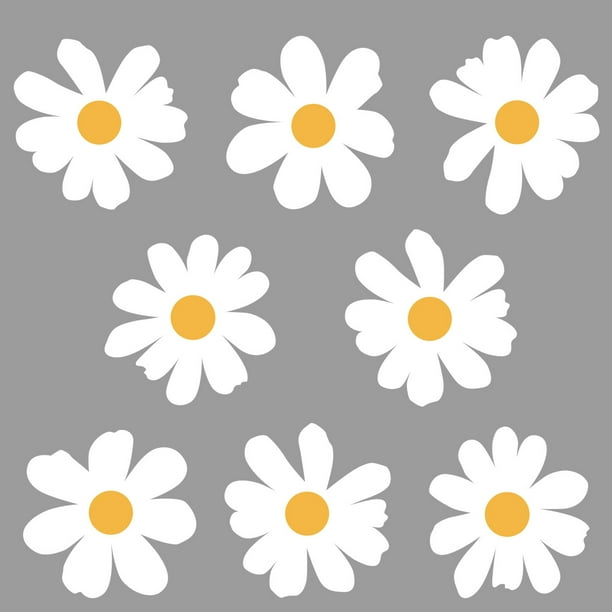 8 hojas de calcomanías de pared de margaritas, pegatinas de pared de flores bohemias, decoración bonita para habitación de niños y niñas, calcomanías florales para pelar y pegar, sala de jue