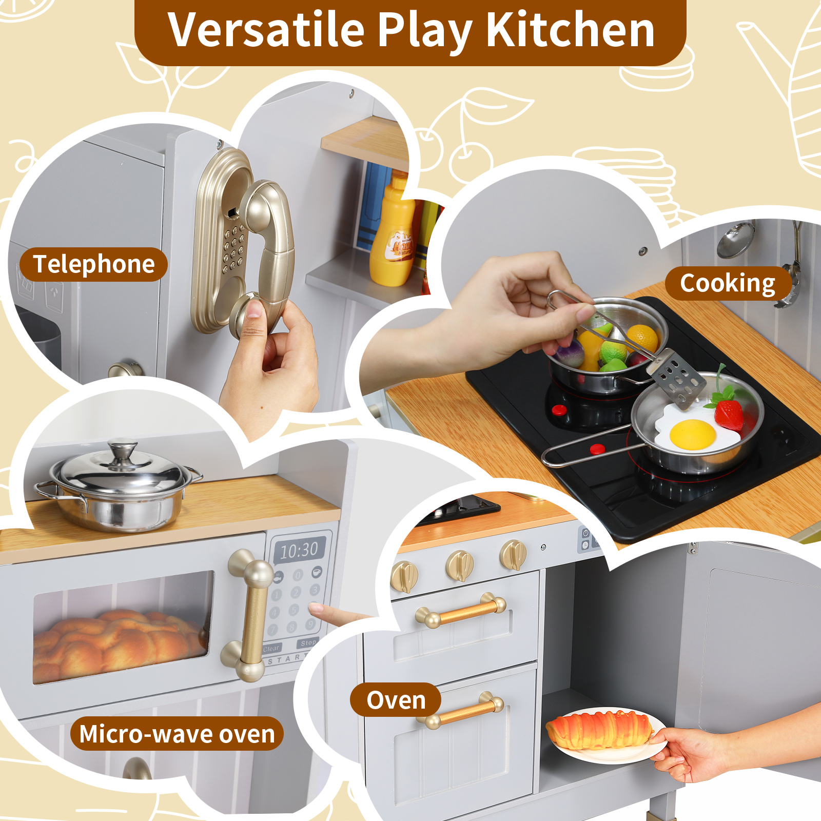 Arlopu Kids Pretend Play Kitchen Set with Sound & Light photo 6