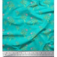 thumbnail image 1 of Soimoi Green Cotton Poplin Fabric Leaves & Flower Geometric Print Fabric by Yard 56 Inch Wide, 1 of 3