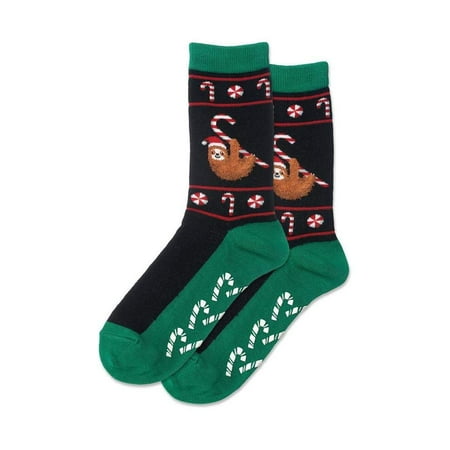 

Hotsox Women s Christmas Sloth Non Skid Socks 1 Pair Black Women s 4-10 Shoe