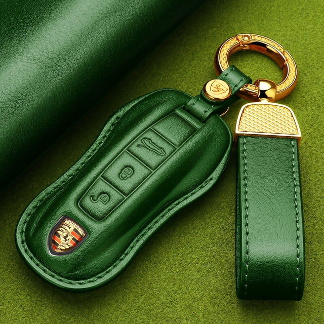 Car Key Fob Cover Case Protector Panamera 911 718 Macan Fits '23 Cayenne Porsche Key Cover: Genuine Leather